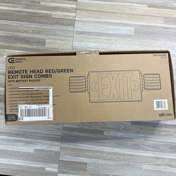 NEW Commercial Electric LED Exit Sign with Battery Backup Red Green - JL487 - Picture 6 of 9